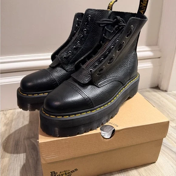 Dr. Martens Sinclair Milled Nappa Leather Platform Boots - Picture 9 of 17